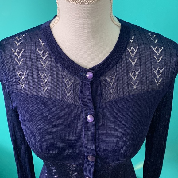 🥭 (4 for $15) IDI By Mathew Blue Cardigan - Picture 4 of 9